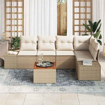Garten-Sofa-Set 6 pcs Beige und Weiß