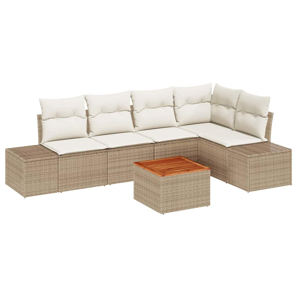 Garten-Sofa-Set 6 pcs Beige und Weiß