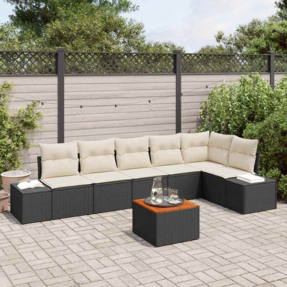 Garten-Sofa-Set 7 pcs Schwarz und Weiß