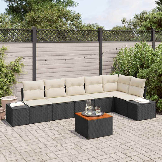 Garten-Sofa-Set 7 pcs Schwarz und Weiß