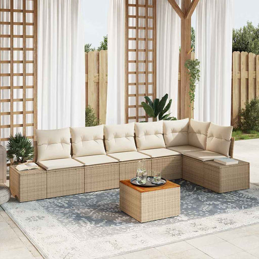 Garten-Sofa-Set 7 pcs Beige und Weiß