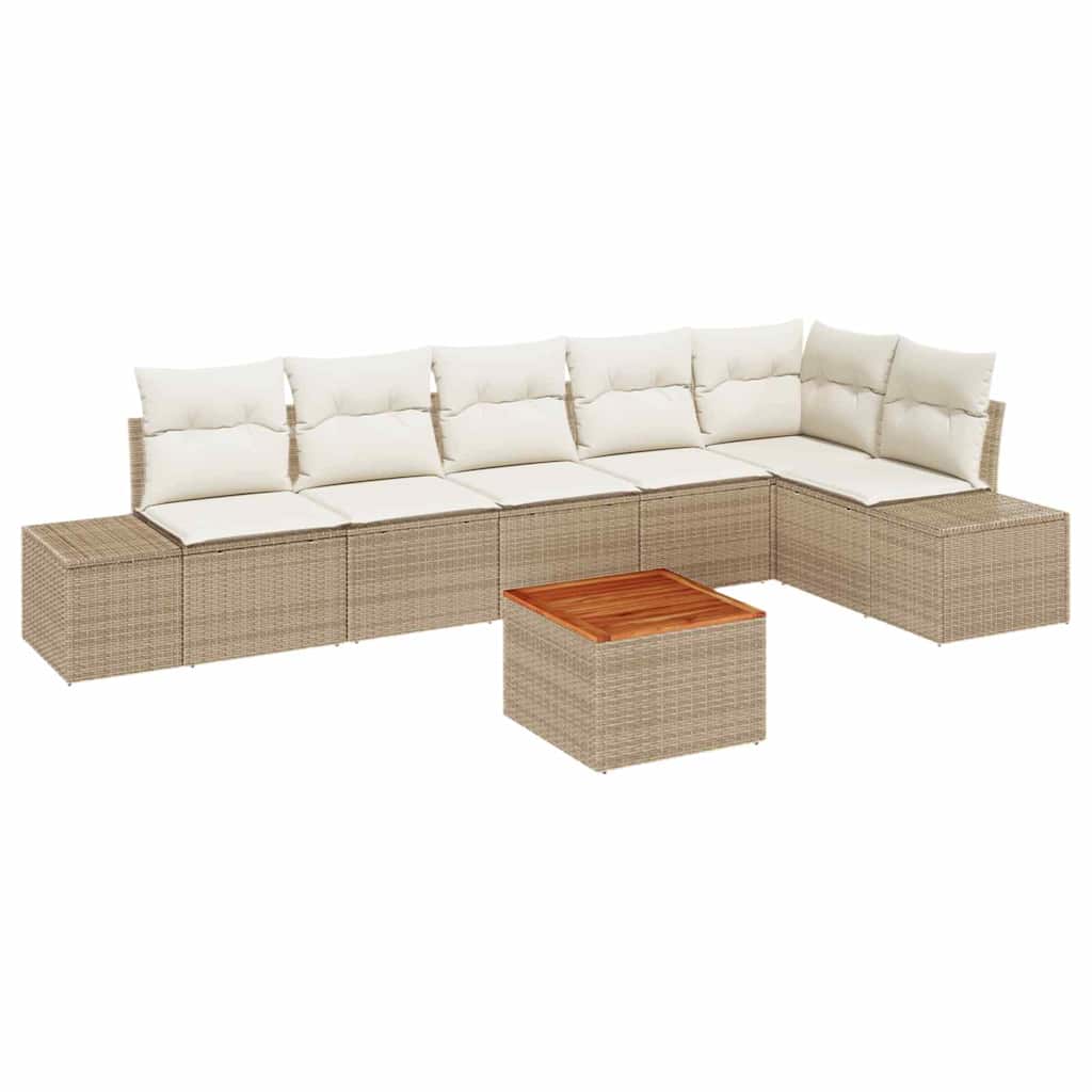 Garten-Sofa-Set 7 pcs Beige und Weiß