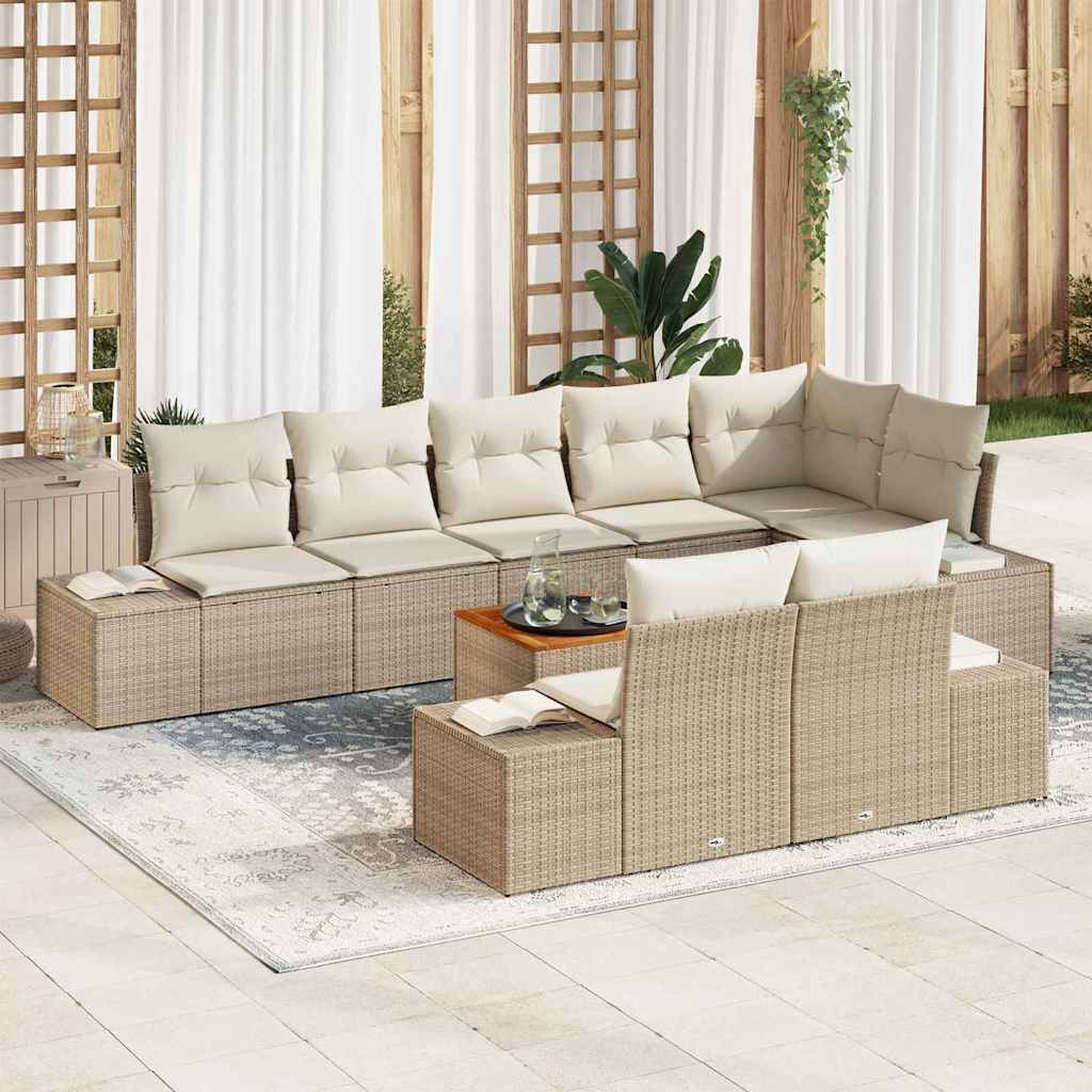 Garten-Sofa-Set 9 pcs Beige und Weiß