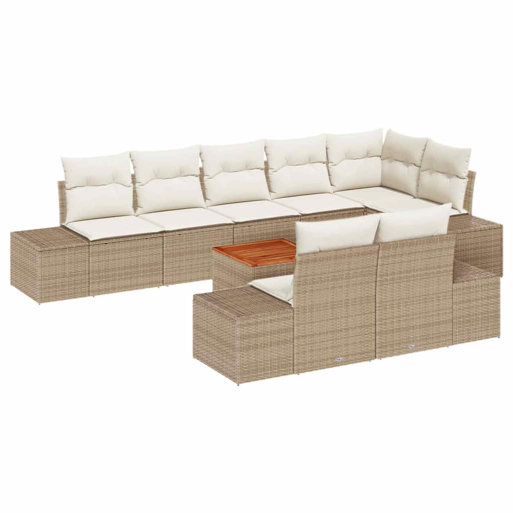 Garten-Sofa-Set 9 pcs Beige und Weiß
