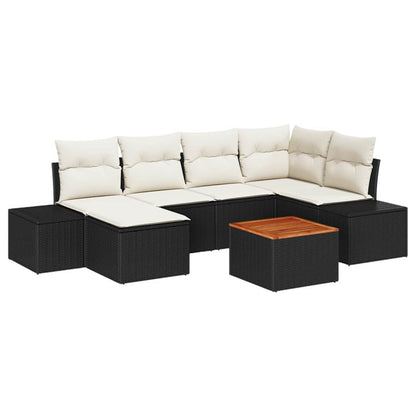 Garten-Sofa-Set 7 pcs Schwarz und Weiß