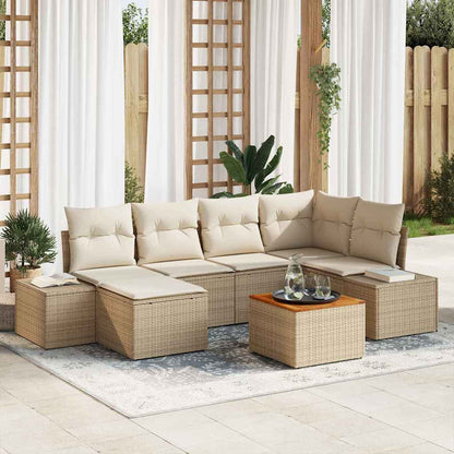 Garten-Sofa-Set 7 pcs Beige und Weiß