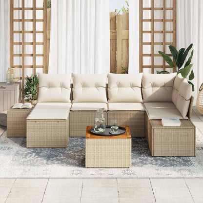 Garten-Sofa-Set 7 pcs Beige und Weiß