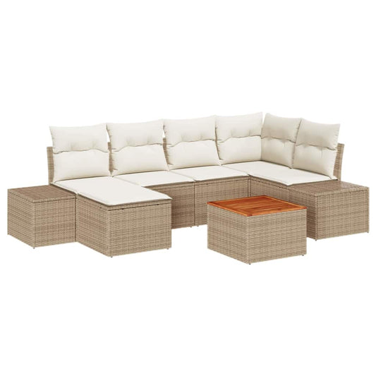 Garten-Sofa-Set 7 pcs Beige und Weiß