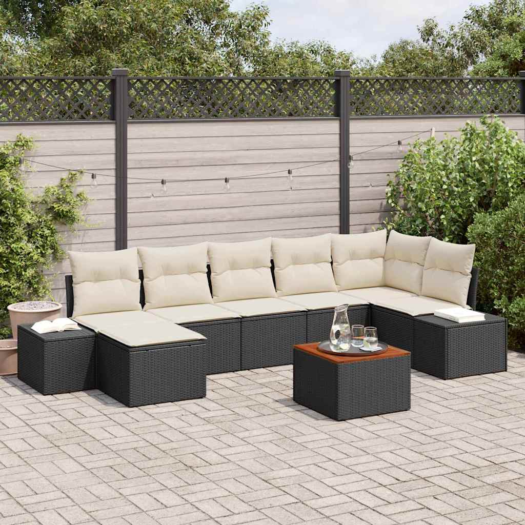Garten-Sofa-Set 8 pcs Schwarz und Weiß