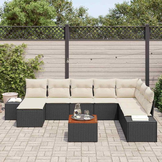 Garten-Sofa-Set 9 pcs Schwarz und Weiß