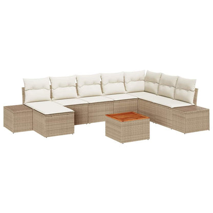 Garten-Sofa-Set 9 pcs Beige und Weiß