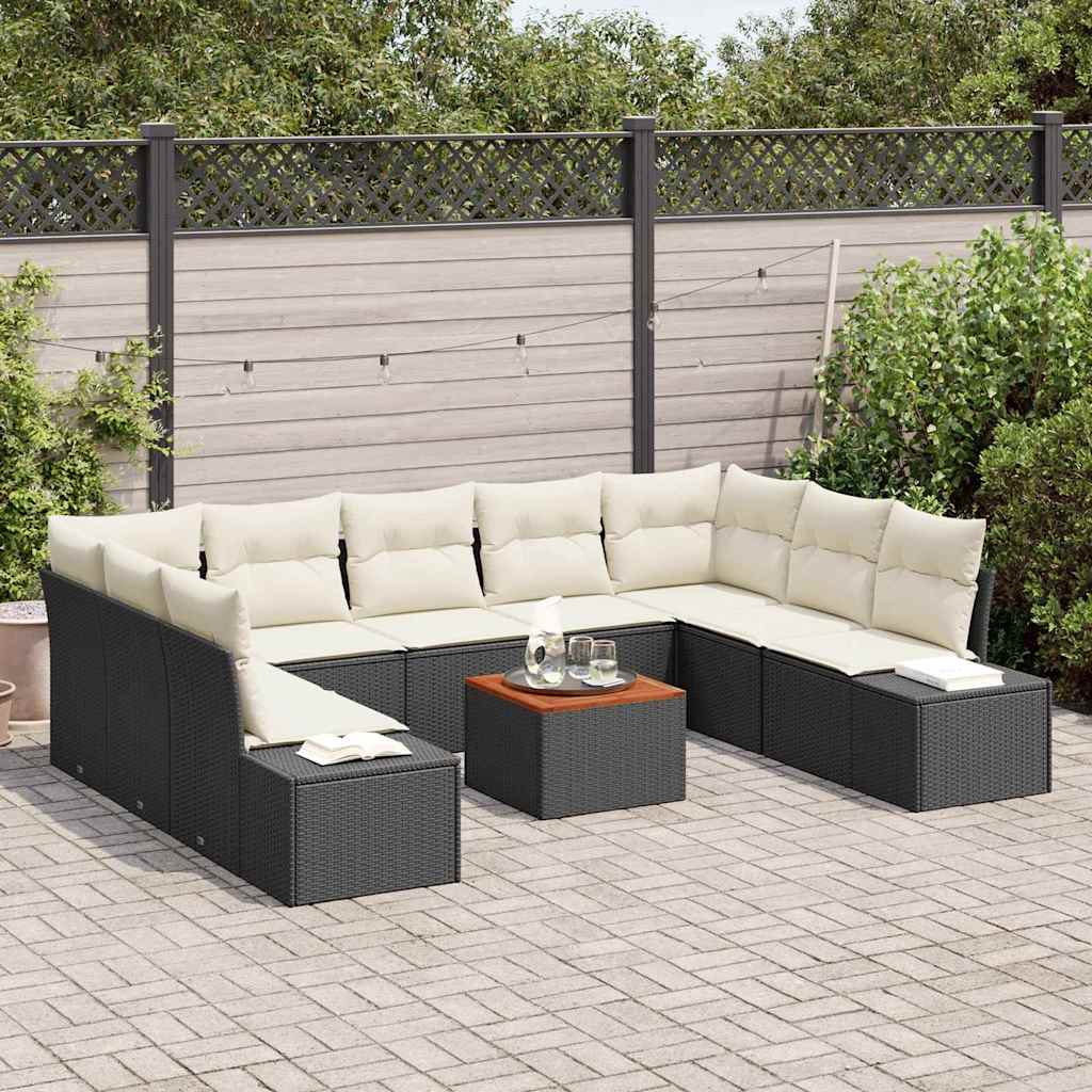 Garten-Sofa-Set 10 pcs Schwarz und Weiß
