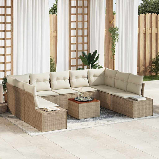 Garten-Sofa-Set 10 pcs Beige und Weiß