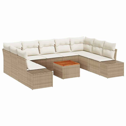 Garten-Sofa-Set 10 pcs Beige und Weiß