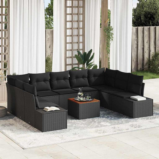 Garten-Sofa-Set 10 pcs Schwarz