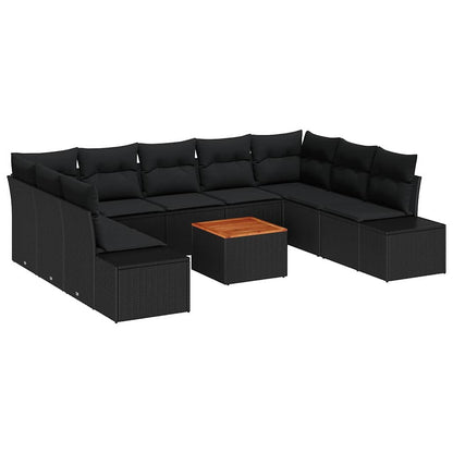 Garten-Sofa-Set 10 pcs Schwarz