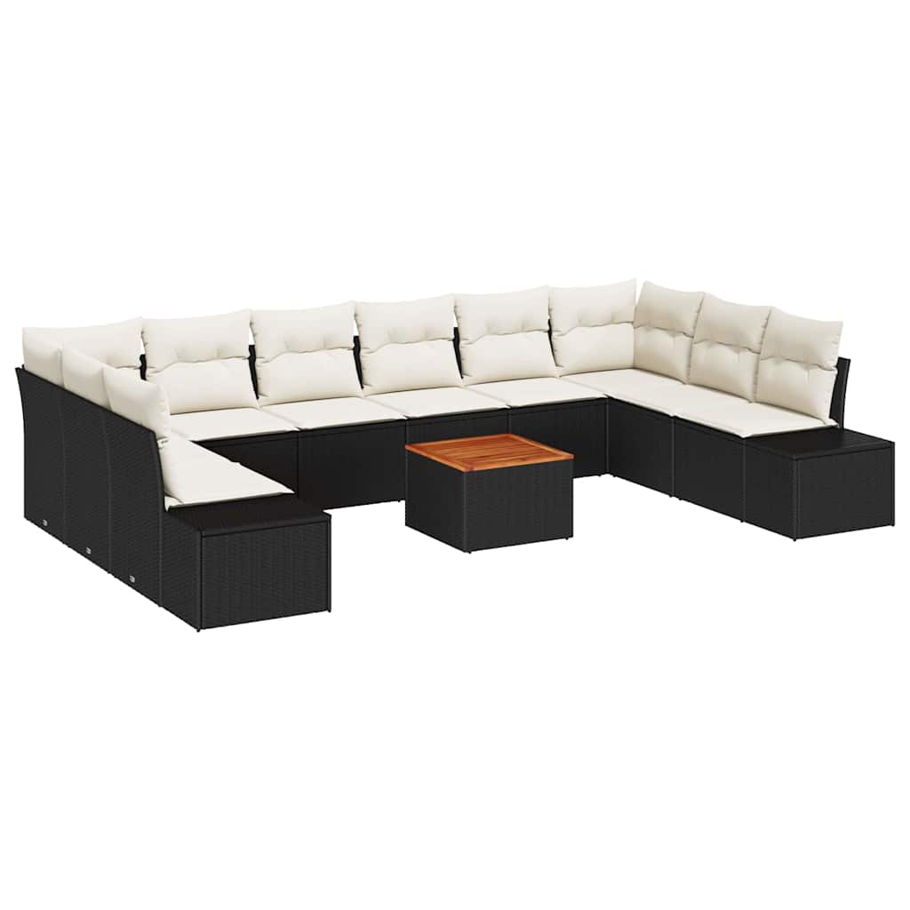 Garten-Sofa-Set 11 pcs Schwarz und Weiß