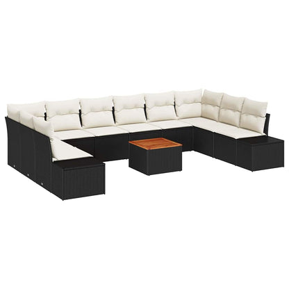 Garten-Sofa-Set 11 pcs Schwarz und Weiß