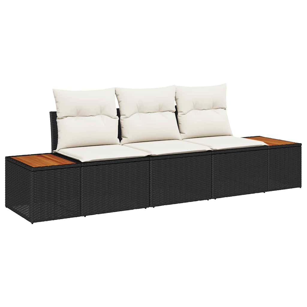 Garten-Sofa-Set 3 pcs Schwarz und Creme 239 x 62 x 85 cm