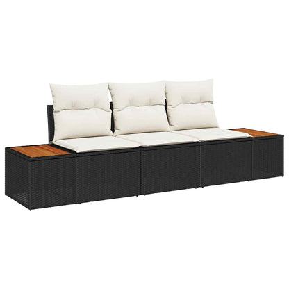 Garten-Sofa-Set 3 pcs Schwarz und Creme 239 x 62 x 85 cm