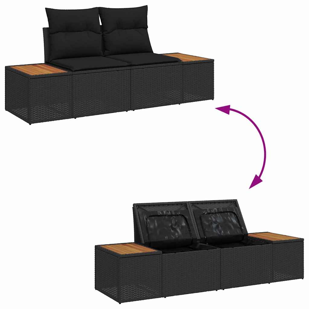 Garten-Sofa-Set 3 pcs Schwarz 239 x 62 x 85 cm Poly Rattan