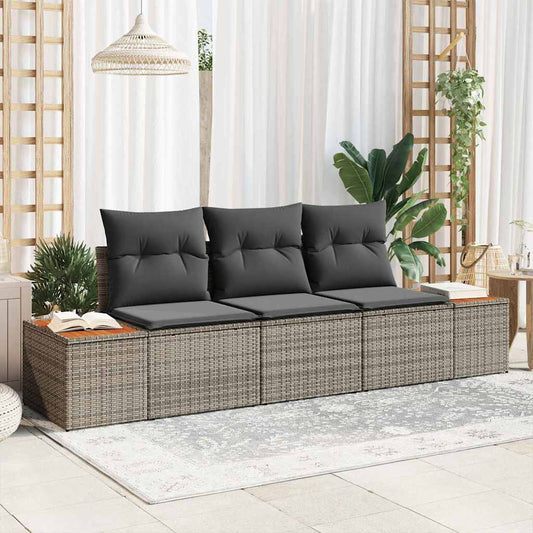 Garten-Sofa-Set 3 pcs Grau 239 x 62 x 85 cm Poly Rattan
