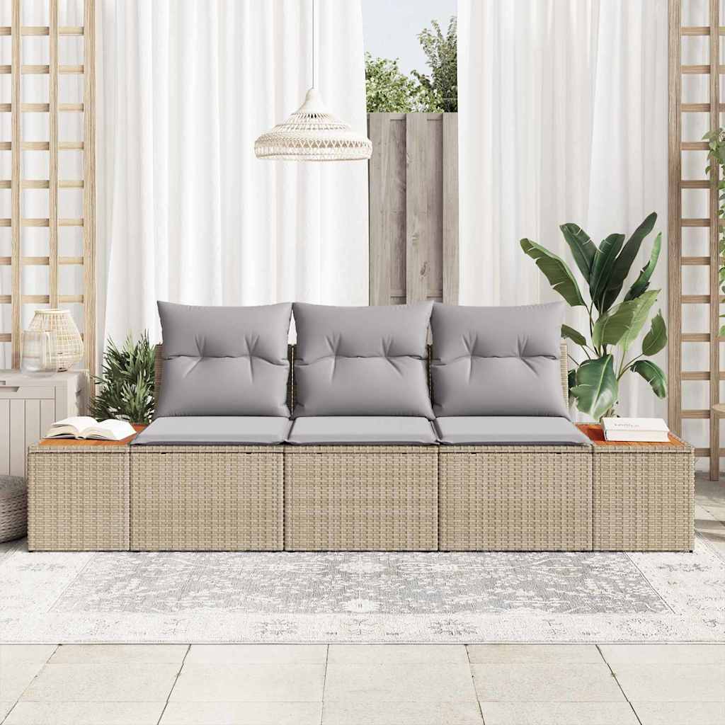 Garten-Sofa-Set 3 pcs Beige und Hellgrau 239 x 62 x 85 cm