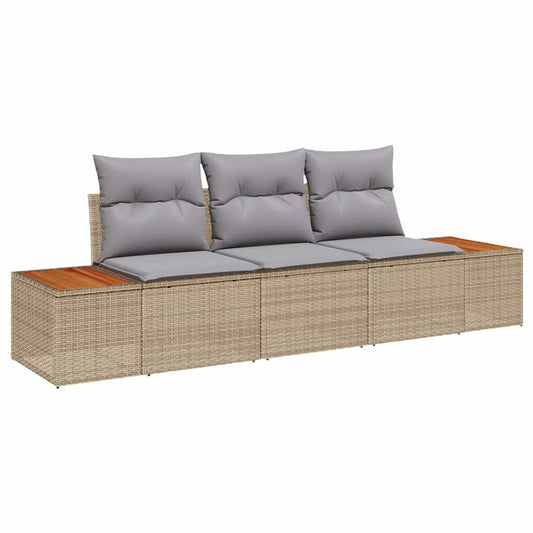 Garten-Sofa-Set 3 pcs Beige und Hellgrau 239 x 62 x 85 cm