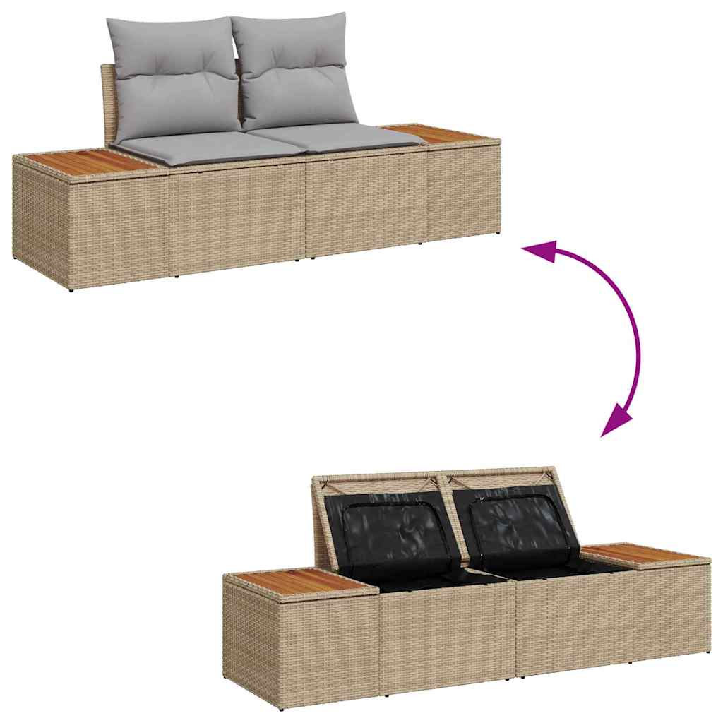Garten-Sofa-Set 3 pcs Beige und Hellgrau 239 x 62 x 85 cm