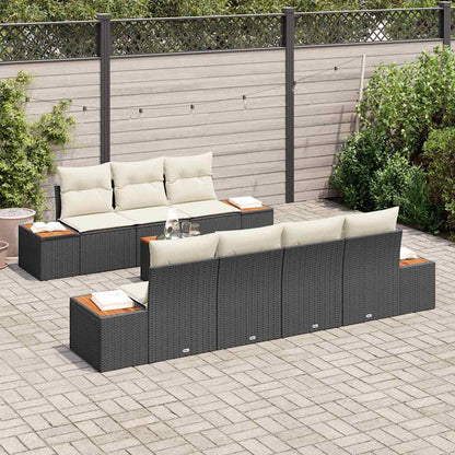 Garten-Sofa-Set mit Kissen 8 pcs Schwarz Poly Rattan