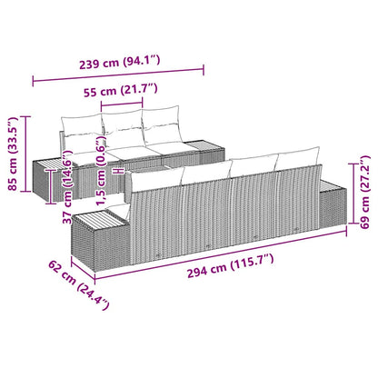 Garten-Sofa-Set mit Kissen 8 pcs Schwarz Poly Rattan
