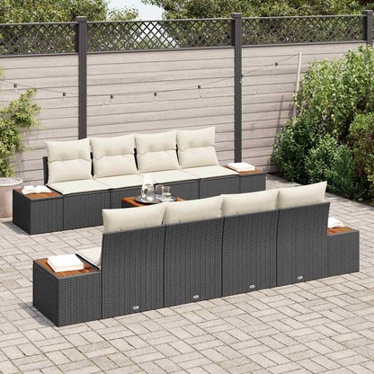 Garten-Sofa-Set mit Kissen 9 pcs Schwarz Poly Rattan