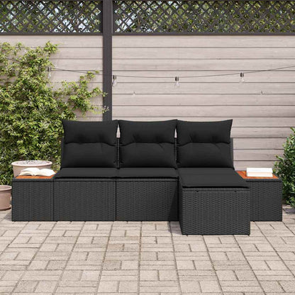 Garten-Sofa-Set 4 pcs Schwarz 184 x 62 x 85 cm Poly Rattan