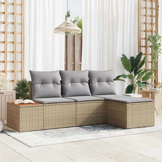 Garten-Sofa-Set 4 pcs Beige und Hellgrau 184 x 62 x 85 cm