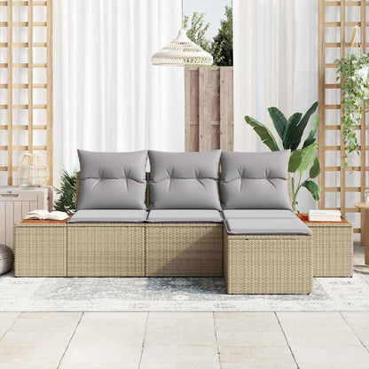 Garten-Sofa-Set 4 pcs Beige und Hellgrau 184 x 62 x 85 cm