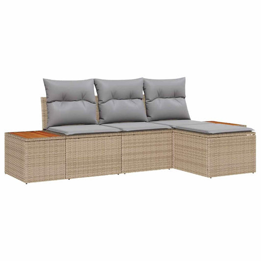 Garten-Sofa-Set 4 pcs Beige und Hellgrau 184 x 62 x 85 cm