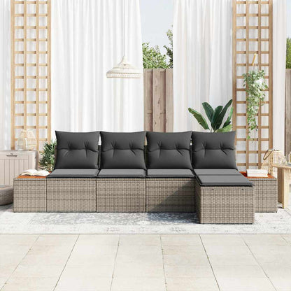 Garten-Sofa-Set 5 pcs Grau 184 x 62 x 85 cm Poly Rattan