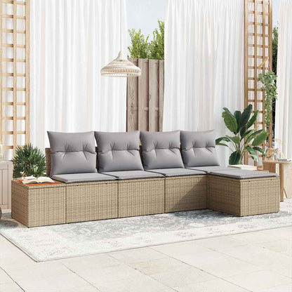 Garten-Sofa-Set 5 pcs Beige und Hellgrau 184 x 62 x 85 cm
