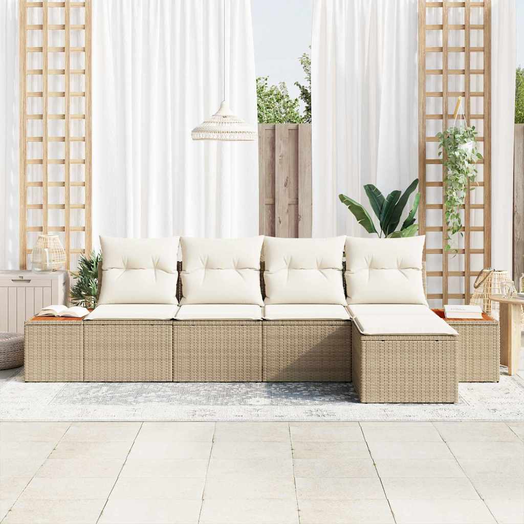 Garten-Sofa-Set 5 pcs Beige und Creme 184 x 62 x 85 cm