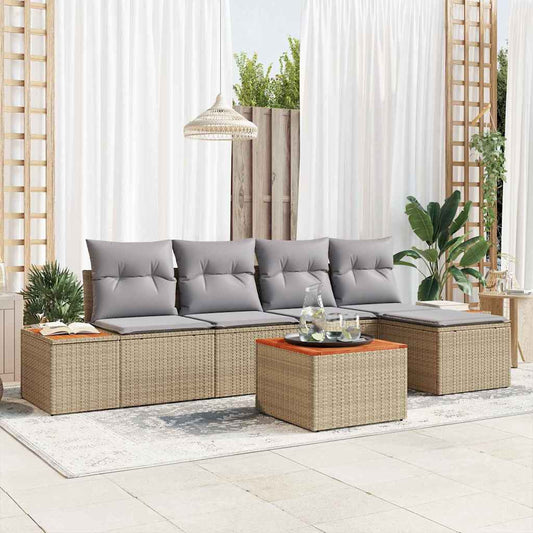 Garten-Sofa-Set 6 pcs Beige und Hellgrau 184 x 62 x 85 cm