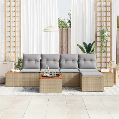 Garten-Sofa-Set 6 pcs Beige und Hellgrau 184 x 62 x 85 cm