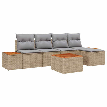 Garten-Sofa-Set 6 pcs Beige und Hellgrau 184 x 62 x 85 cm