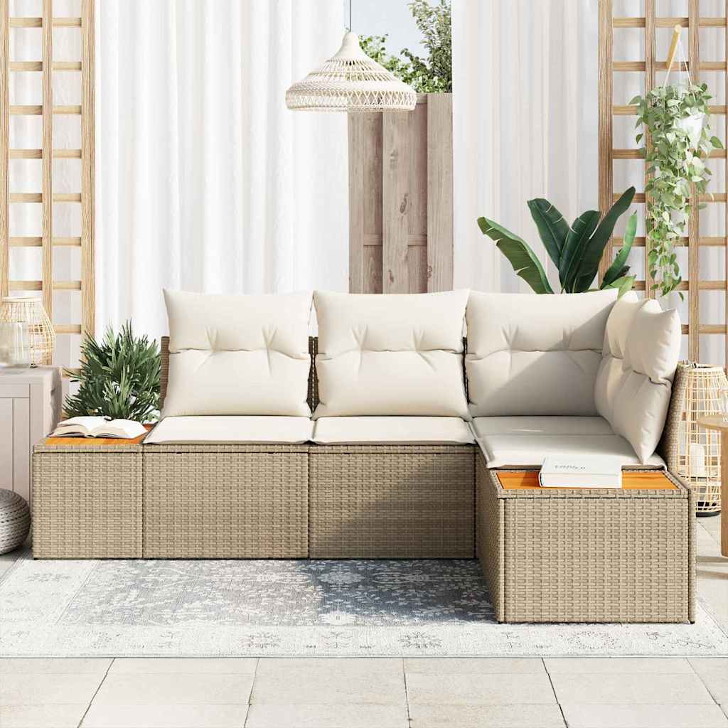 Garten-Sofa-Set 4 pcs Beige und Creme 209 x 154 x 85 cm