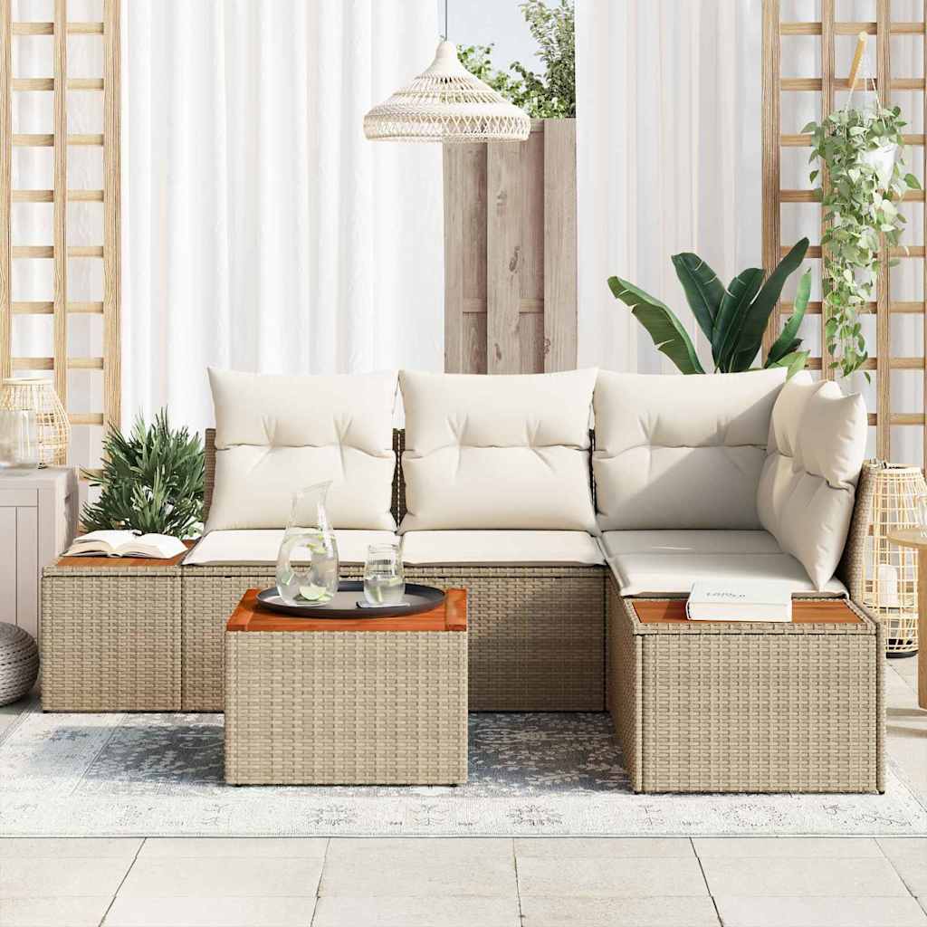 Garten-Sofa-Set 5 pcs Beige und Creme 209 x 154 x 85 cm