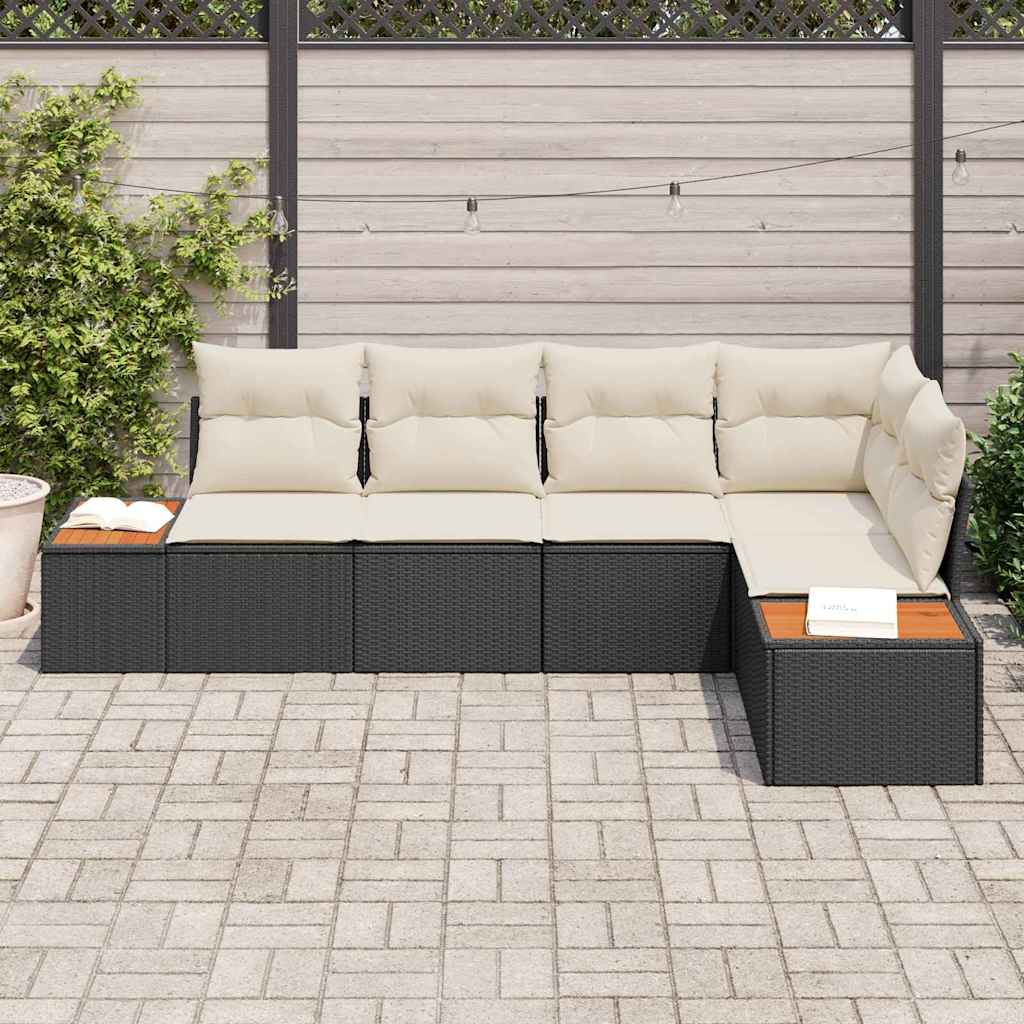 Garten-Sofa-Set 5 pcs Schwarz und Creme 264 x 154 x 85 cm