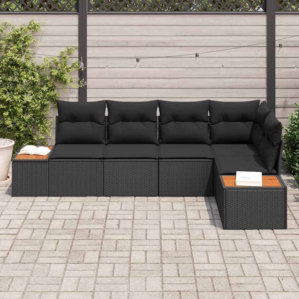 Garten-Sofa-Set 5 pcs Schwarz 264 x 154 x 85 cm Poly Rattan