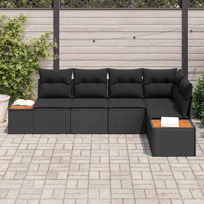 Garten-Sofa-Set 5 pcs Schwarz 264 x 154 x 85 cm Poly Rattan