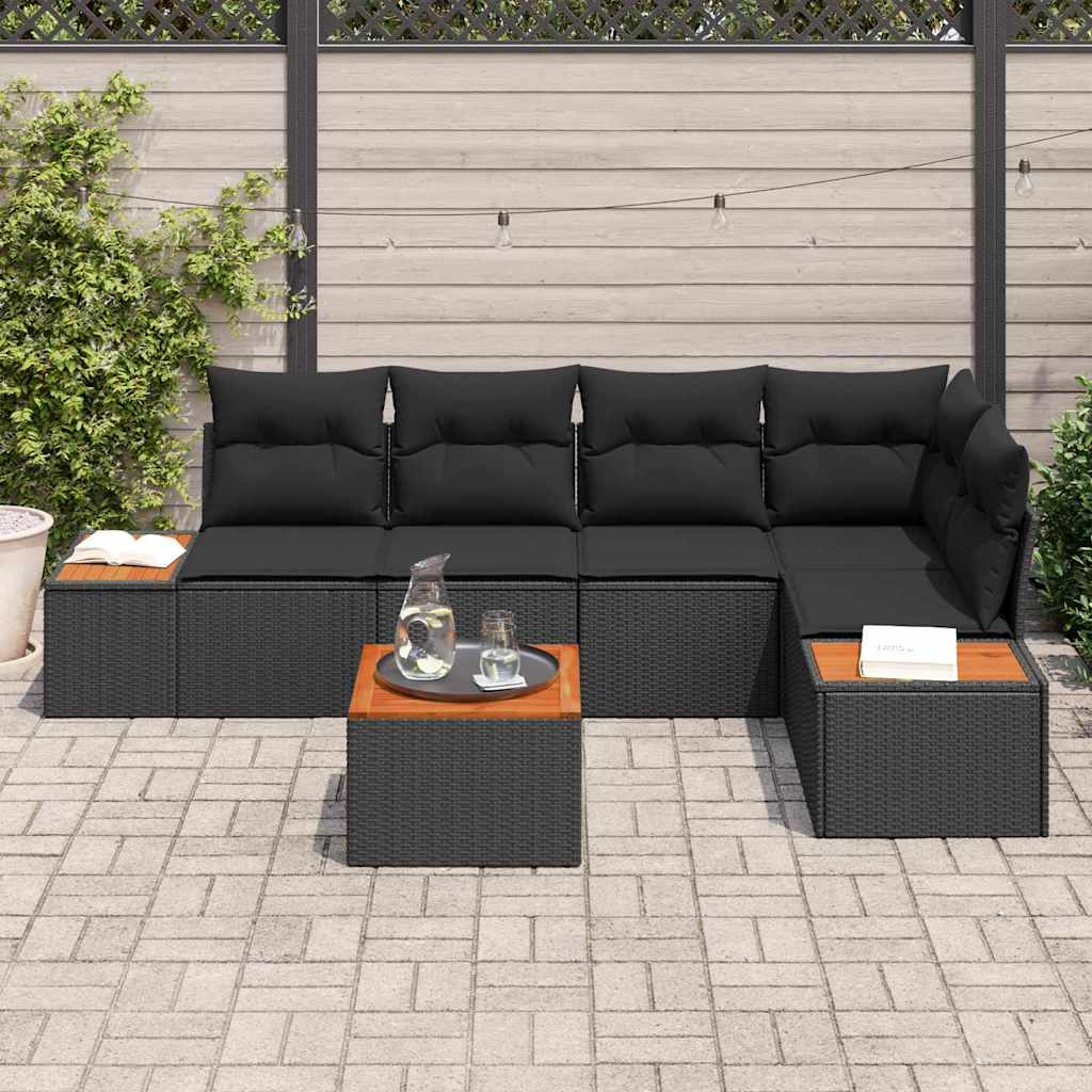 Garten-Sofa-Set 6 pcs Schwarz 264 x 154 x 85 cm Poly Rattan