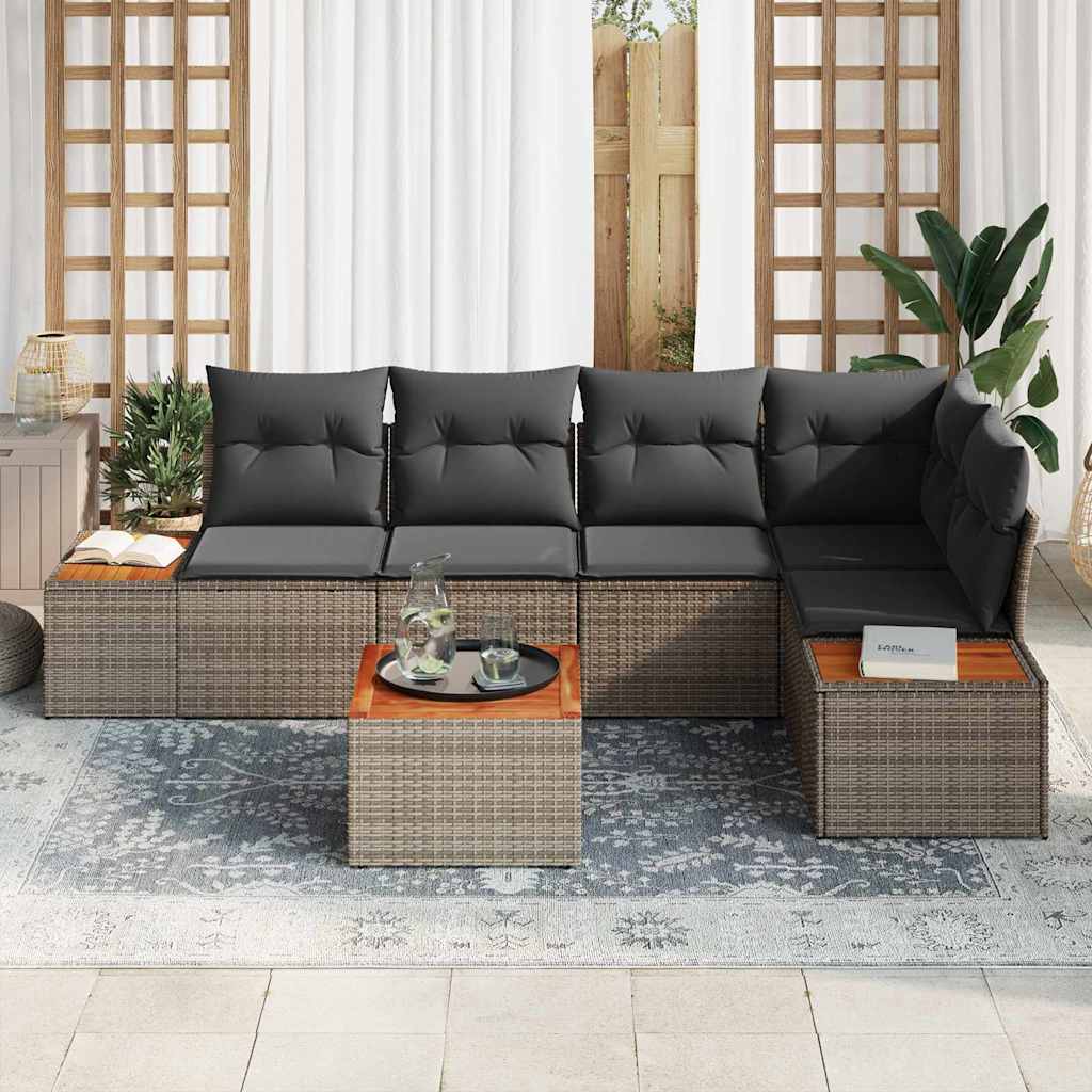 Garten-Sofa-Set 6 pcs Grau 264 x 154 x 85 cm Poly Rattan