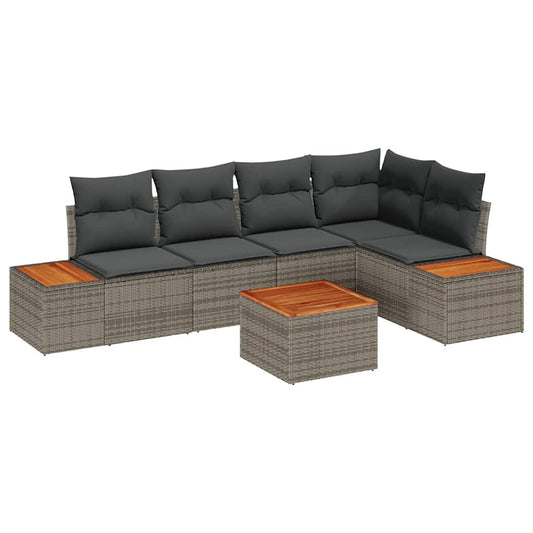 Garten-Sofa-Set 6 pcs Grau 264 x 154 x 85 cm Poly Rattan